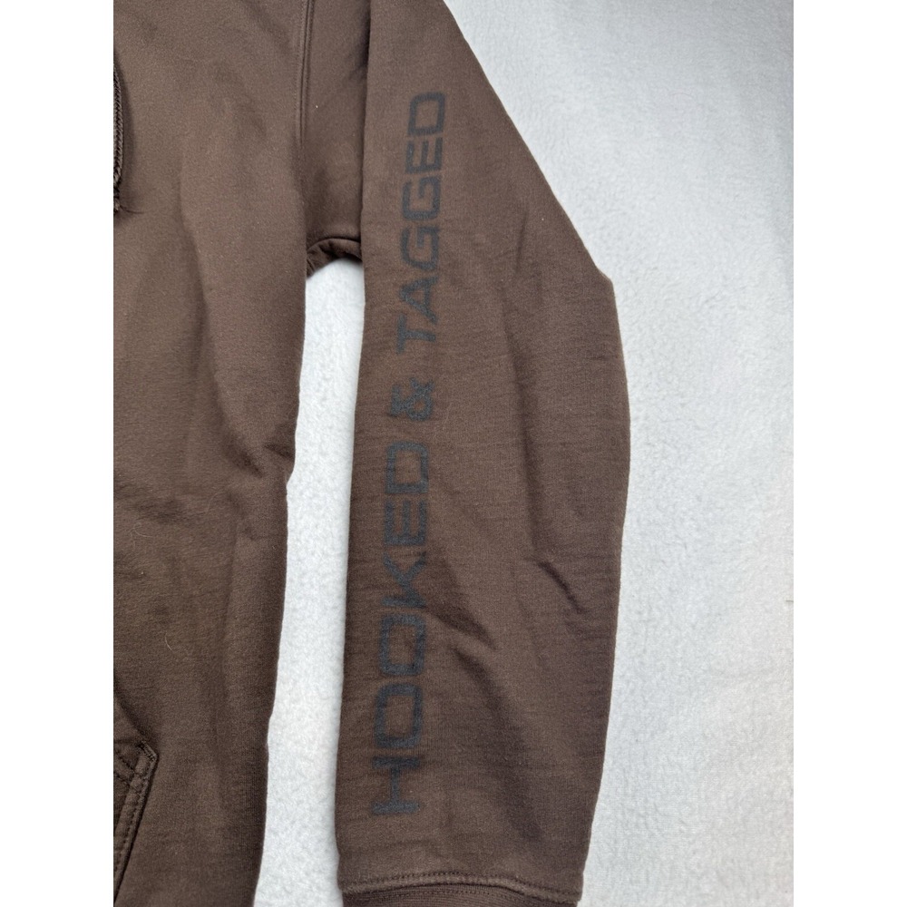 Hooked & Tagged Brown Hoodie Men's M Aim Shoot Reload Hunting - Picture 2 of 10